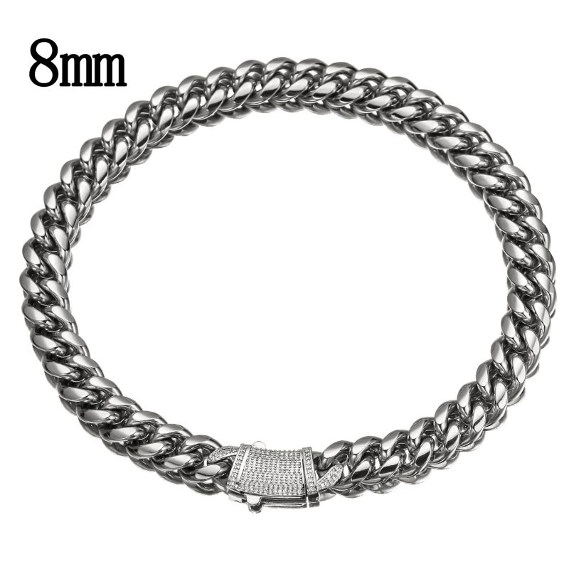 Fashion 8mm21cm Bracelet Stainless Steel Geometric Spring Clasp Men's Bracelet
