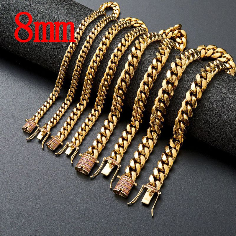 Fashion 8mm18 Inches (46cm) Stainless Steel Geometric Chain Men's Necklace