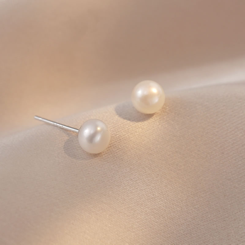 Fashion Freshwater Pearl Earrings Large Metal Pearl Stud Earrings