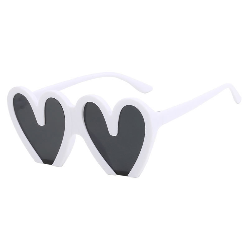 Fashion Gray Frame With White Frame Pc Heart Sunglasses