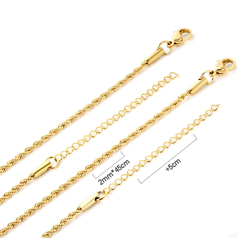 Fashion 2mm Twist Chain Golden N5205345g (10 Pieces/pack) Titanium Geometric Chain Necklace