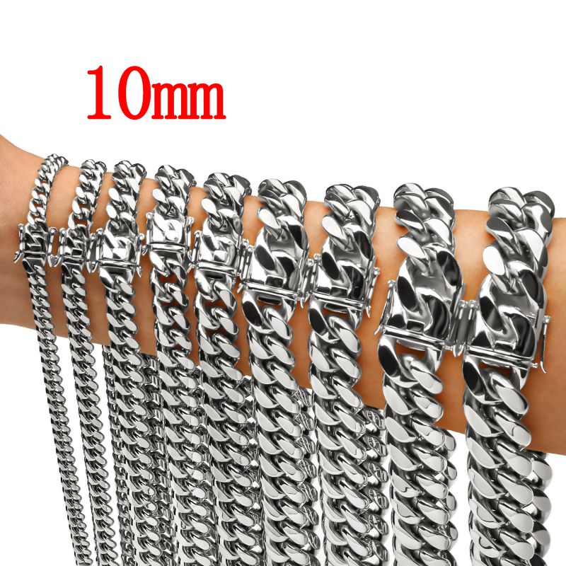 Fashion 10mm18 Inches 46cm Stainless Steel Geometric Chain Men's Necklace