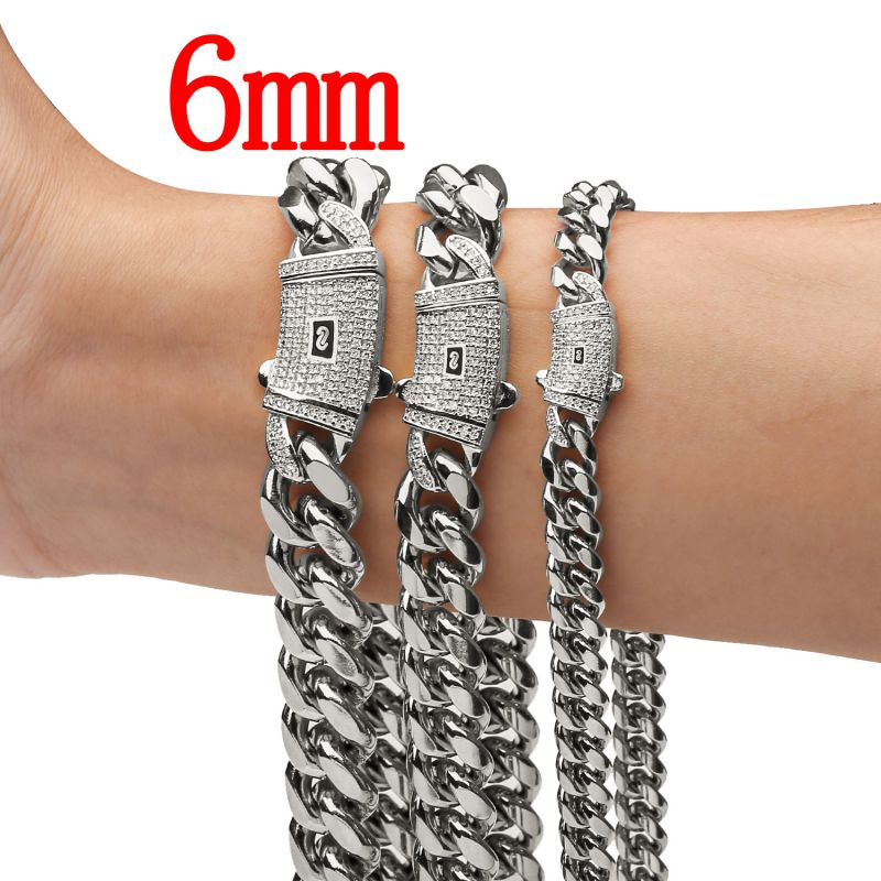 Fashion 6mm21cm Bracelet Stainless Steel Geometric Chain Men's Bracelet