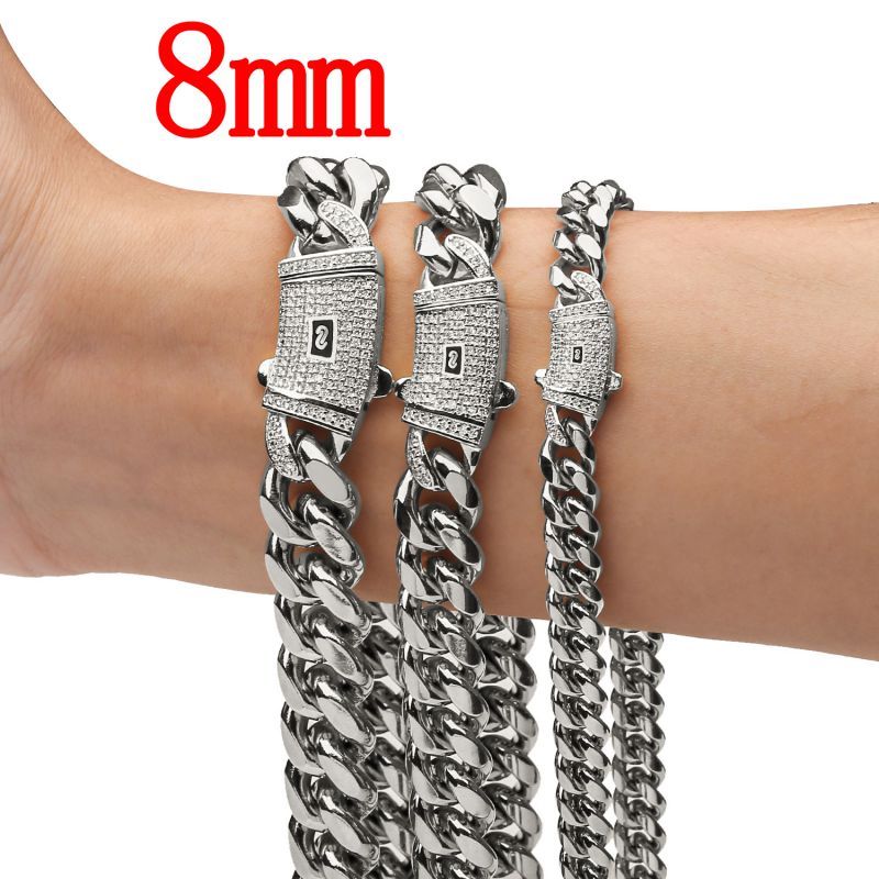 Fashion 8mm16 Inches (41cm) Stainless Steel Geometric Chain Men's Necklace