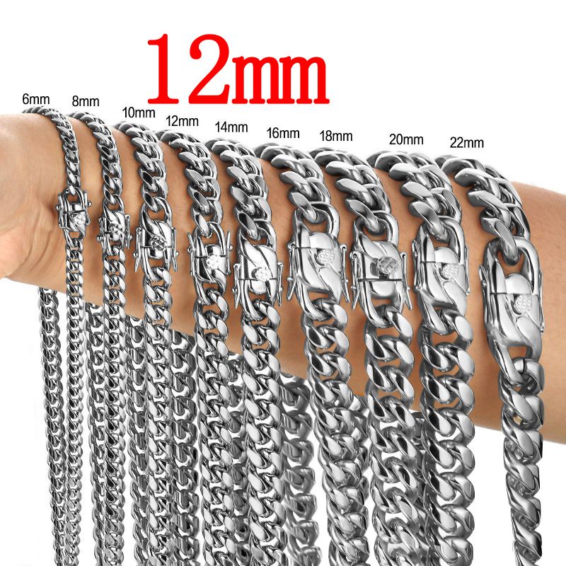Fashion 12mm21cm Bracelet Stainless Steel Geometric Chain Men's Bracelet