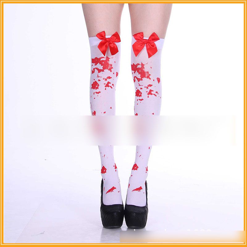 Fashion Blood Socks 7 Textile Print Over The Knee Socks