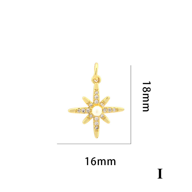 Fashion 9# Gold Plated Copper With Zirconia Hexagram Pendant