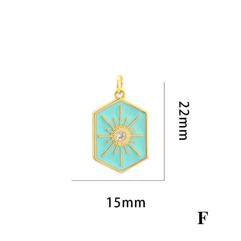Fashion 6# Gold-plated Copper Drop Oil Inlaid Zirconium Hexagram Pendant