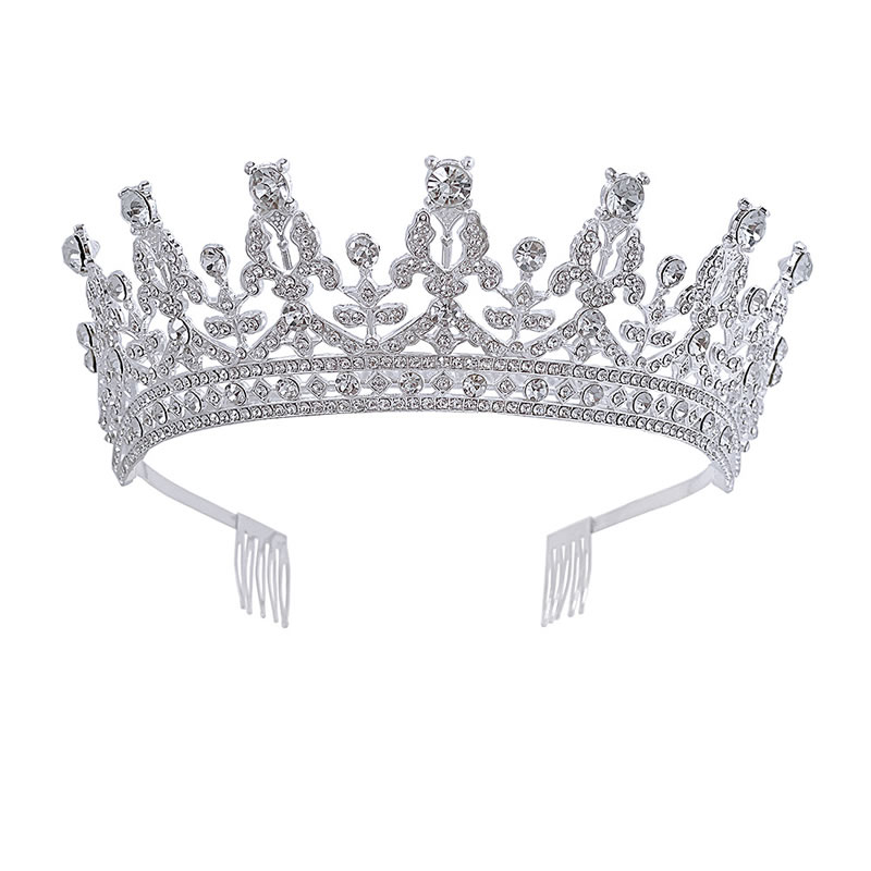 Fashion Silver And White Diamond With Comb Alloy Diamond Geometric Crown