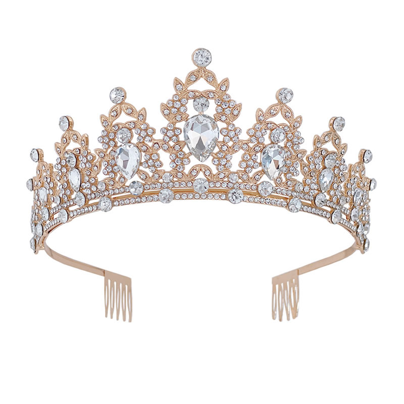 Fashion Gold And White With Comb Alloy Diamond Geometric Crown