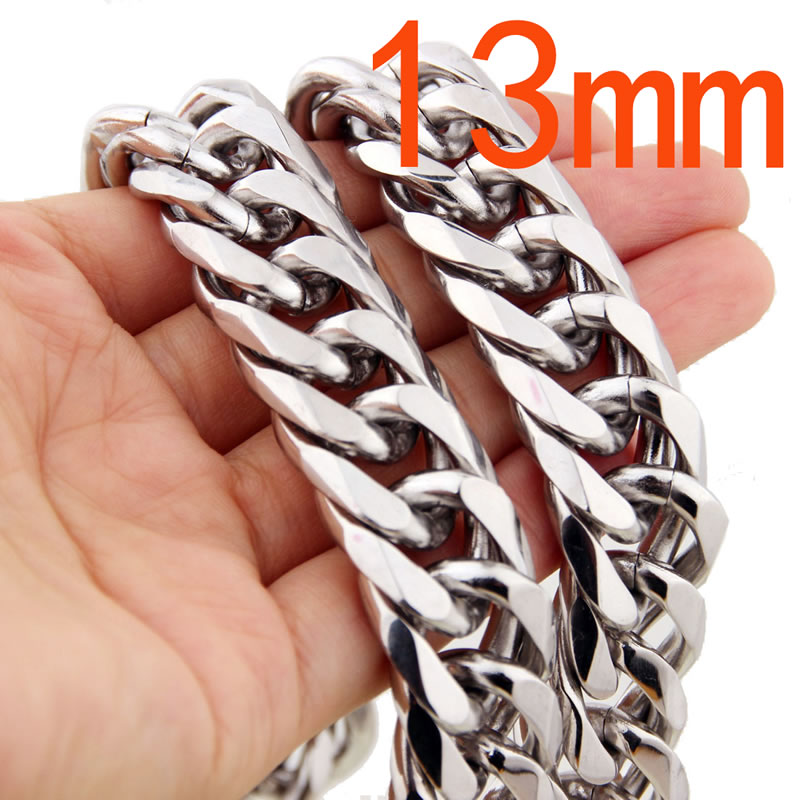 Fashion Silver-13mm16 Inches/41cm Stainless Steel Geometric Chain Men's Necklace