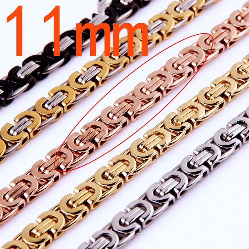 Fashion 11mm Rose Gold - Length:40 Inches / 101cm Stainless Steel Geometric Chain Necklace