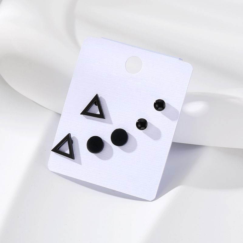 Fashion 6# Hollow Triangle Metal Triangle Earring Set