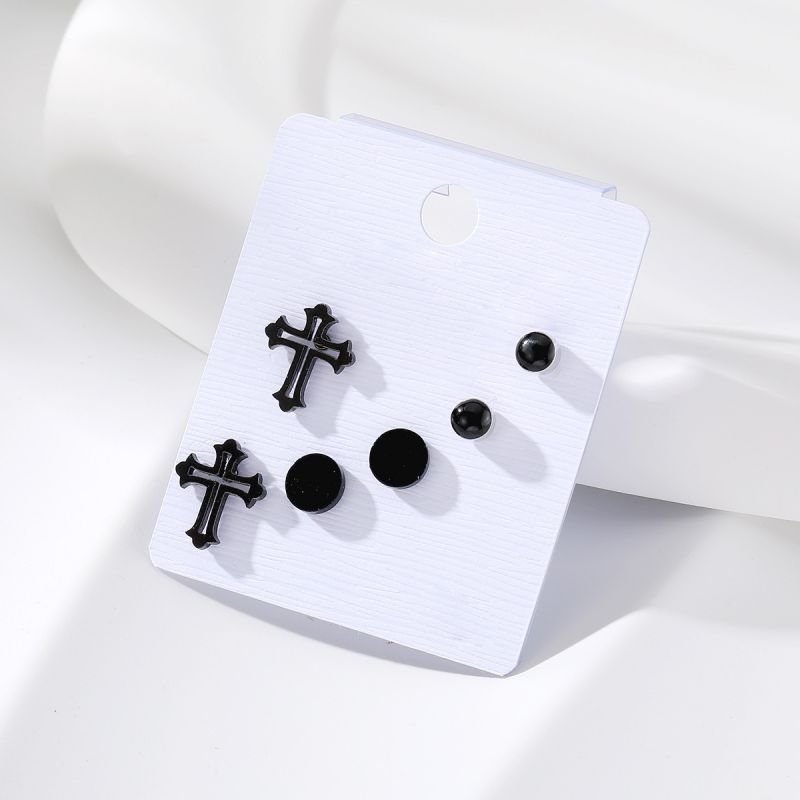 Fashion 8# Hollow Cross Metal Cross Earring Set