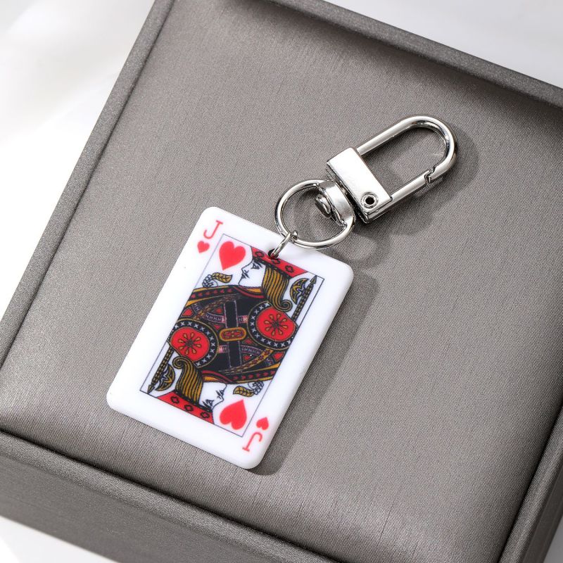 Fashion Jack Of Hearts Simulated Playing Card Keychain