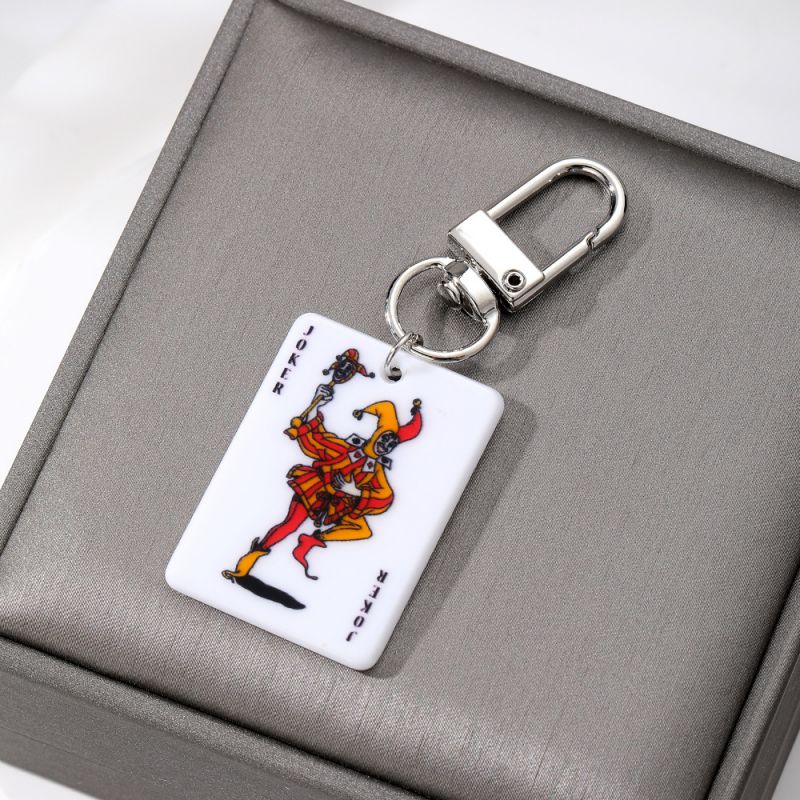 Fashion Joker Card Simulated Playing Card Keychain