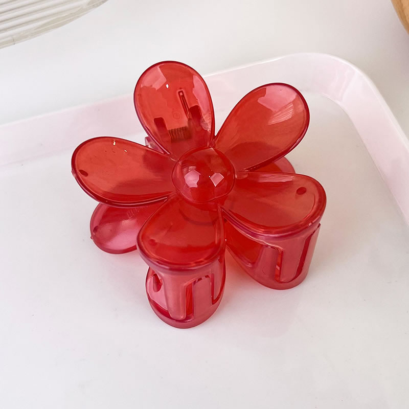 Fashion G Raspberry Red Flowers Acrylic Flower Clip