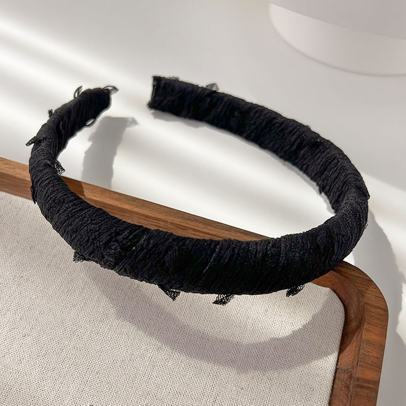 Fashion D Black Fabric Pleated Headband