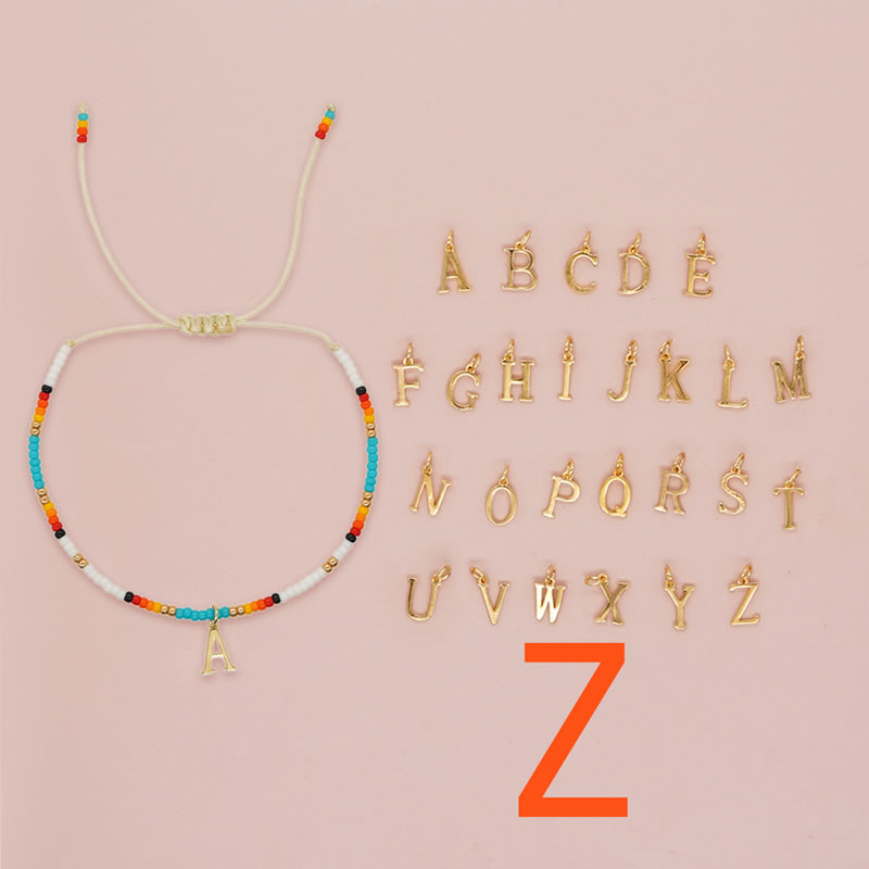 Fashion Z Color Matching Beaded Beaded 26 Alphabet Bracelet