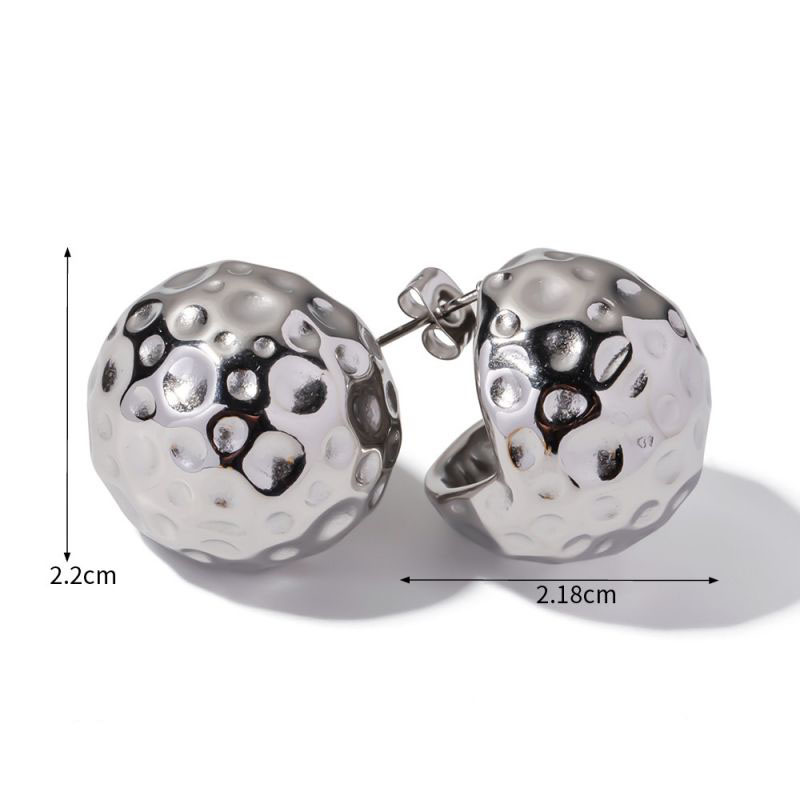 Fashion Silver Titanium Ball Hammer Stud Earrings