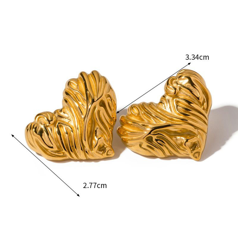 Fashion Gold Stainless Steel Heart Stud Earrings