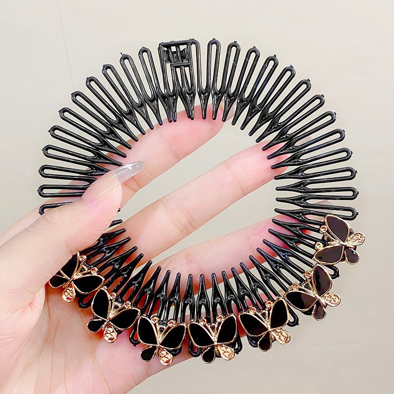 Fashion 2# Black Butterfly Geometric Diamond Butterfly Invisible Hair Comb