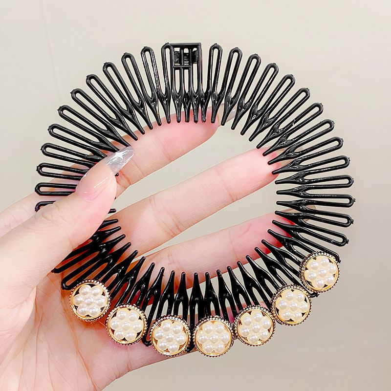Fashion 7#pearl Flower Geometric Pearl Flower Invisible Hair Comb