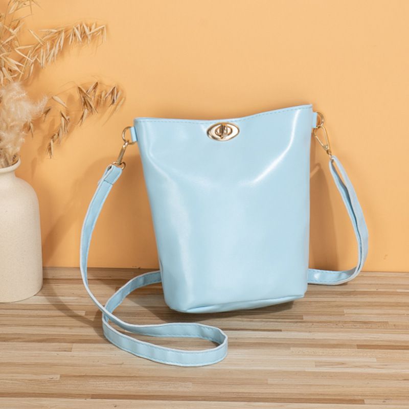 Fashion Blue Pu Oil Leather Large Capacity Messenger Bag