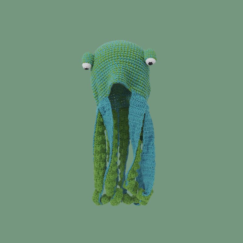 Fashion Octopus Hat - Blue And Green Octopus Plush Knit Cartoon Octopus Beanie