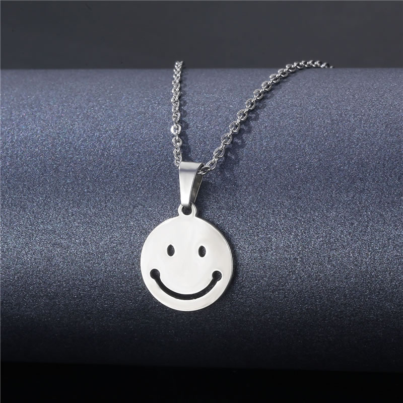 Fashion 10# Stainless Steel Smiley Necklace