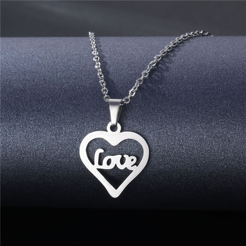 Fashion 12# Stainless Steel Heart Necklace