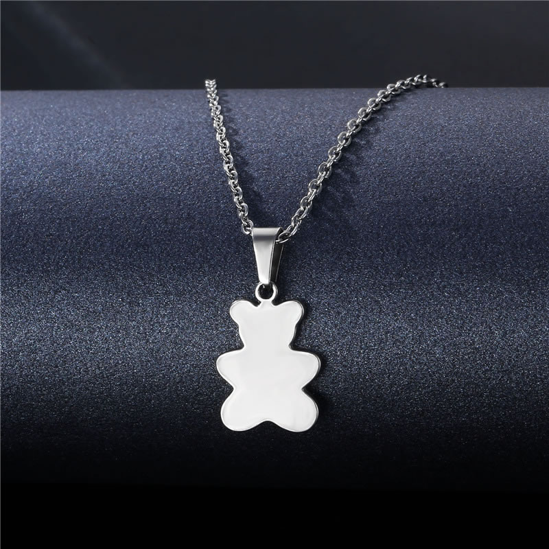 Fashion 15# Stainless Steel Bear Necklace