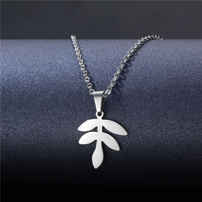 Fashion 25# Stainless Steel Leaf Necklace