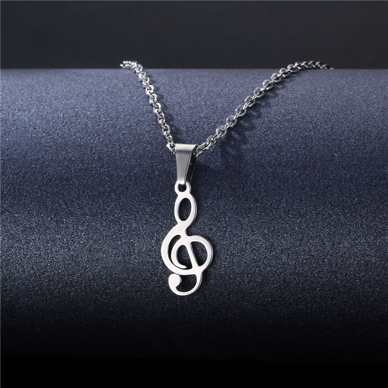 Fashion 28# Stainless Steel Musical Note Necklace