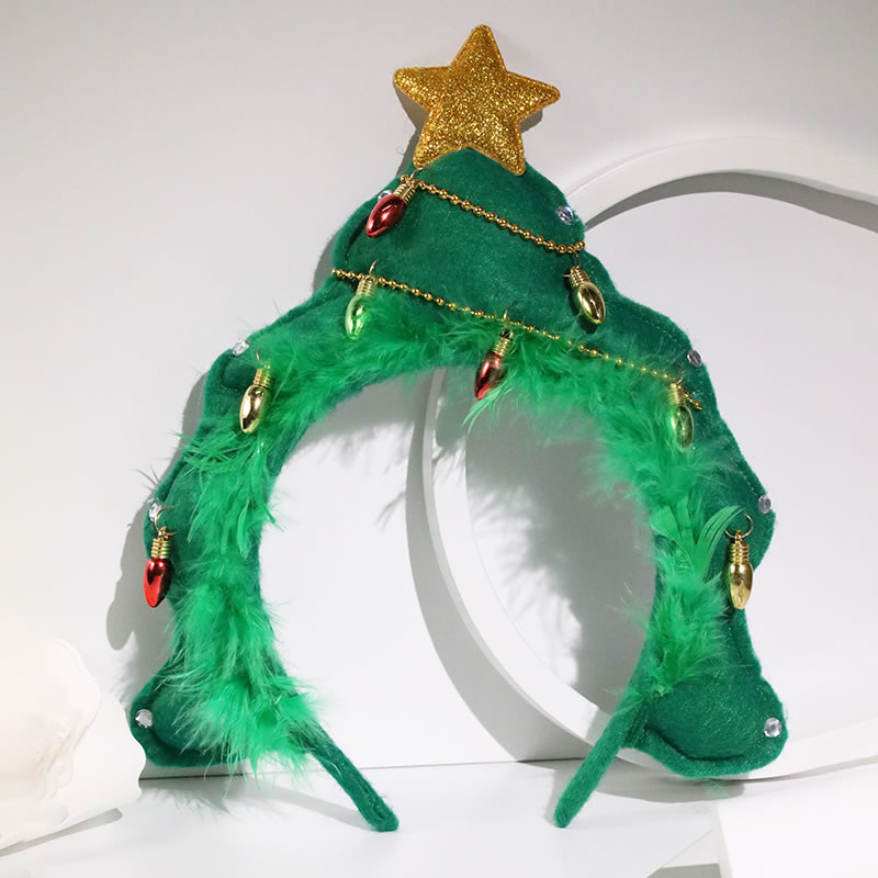 Fashion Green Fabric Christmas Tree Headband