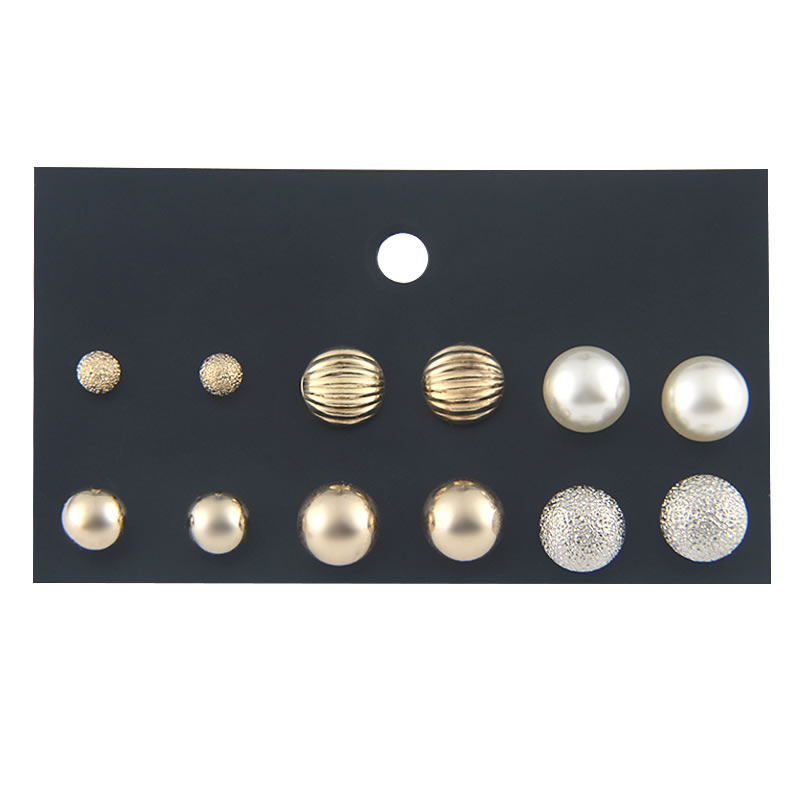 Fashion Gold Alloy Frosted Ball Earrings Set