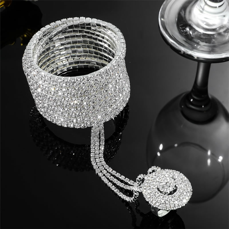 Fashion Silver Geometric Diamond Mitten Bracelet
