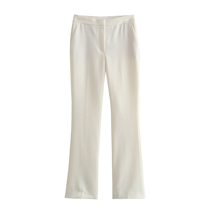 Fashion Apricot Polyester Flared Trousers