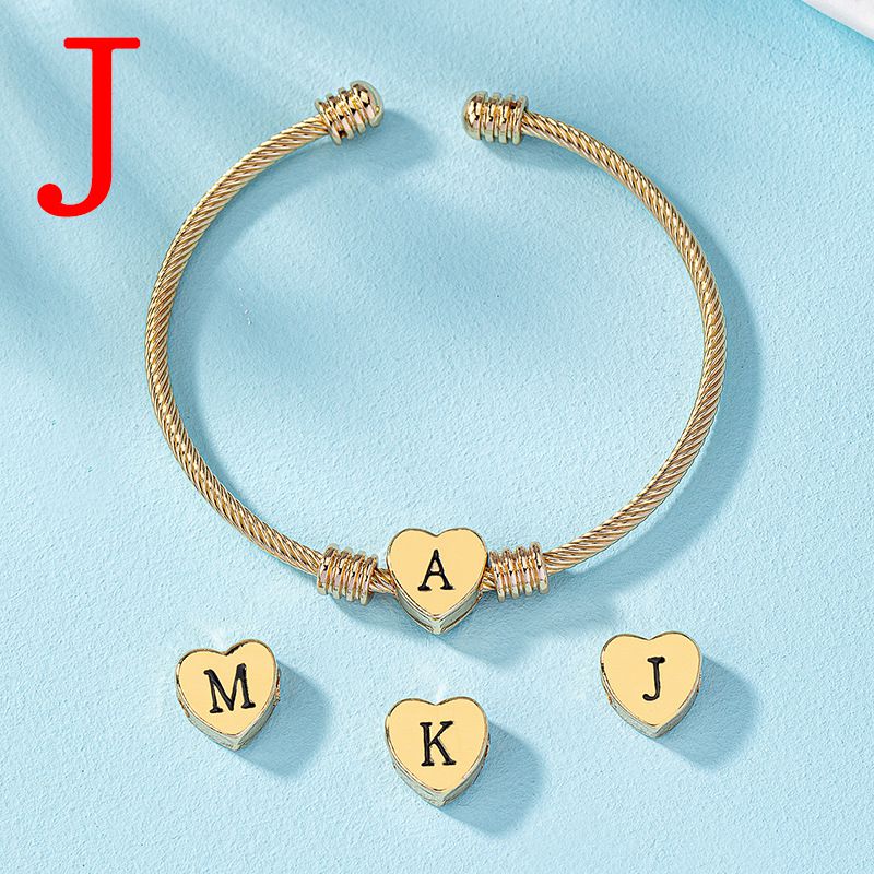 Fashion J Alloy Heart Letter Open Bracelet