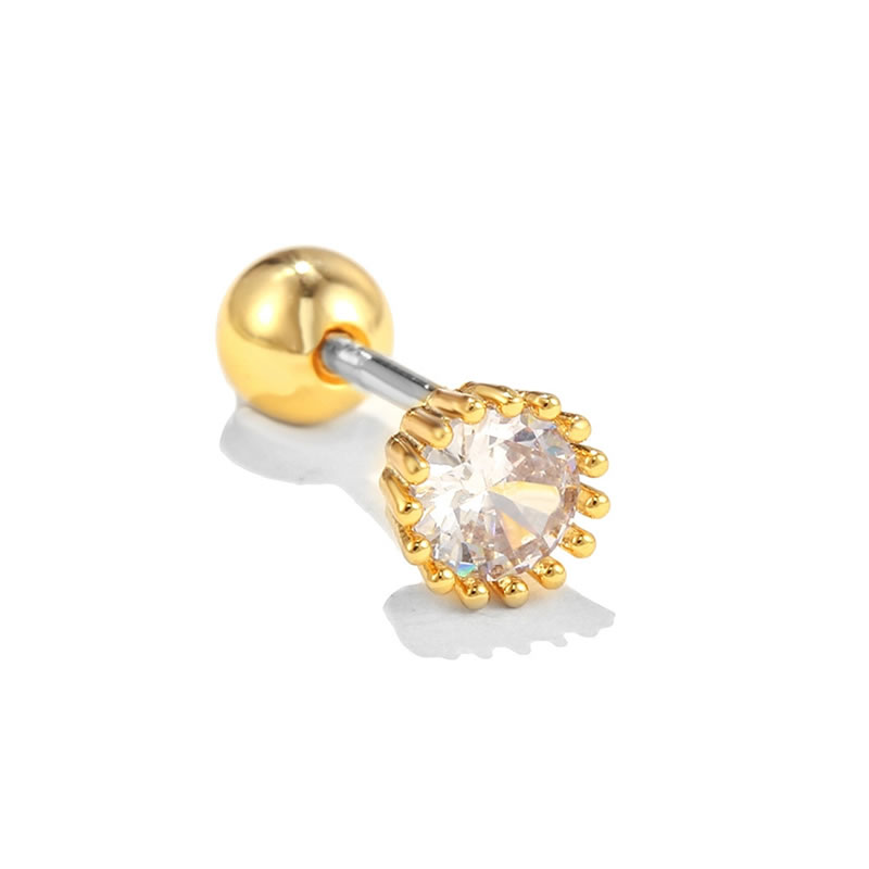 Fashion 40# Copper And Diamond Geometric Piercing Stud Earrings