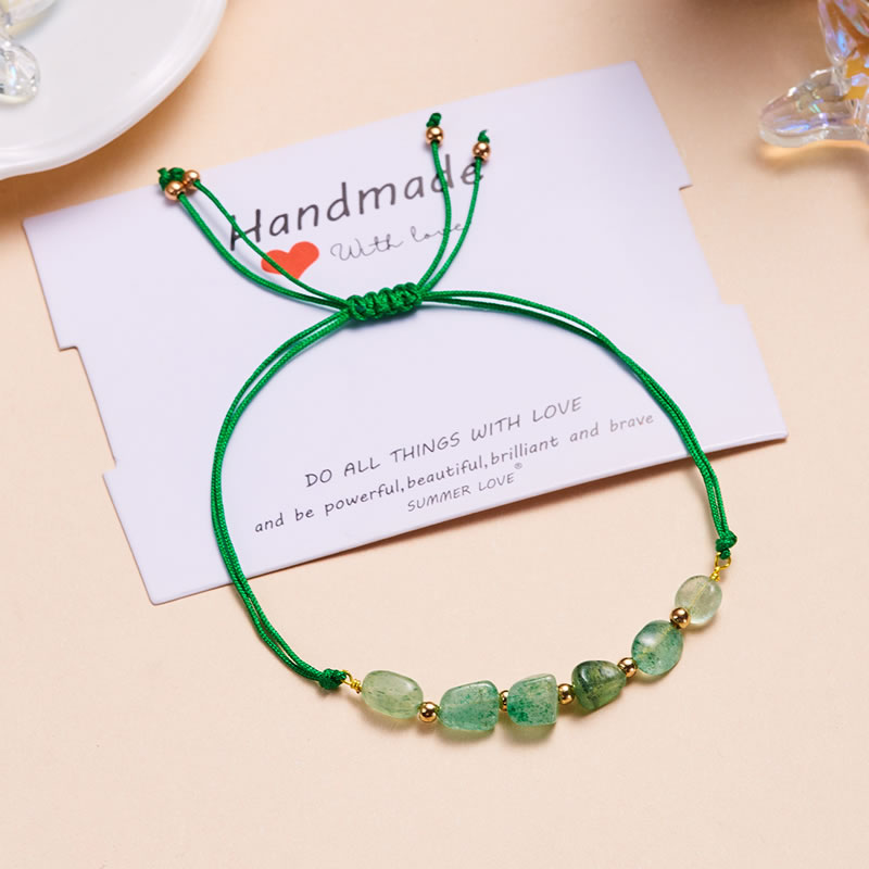 Fashion 3 Green Irregular Stone Beaded Bracelet