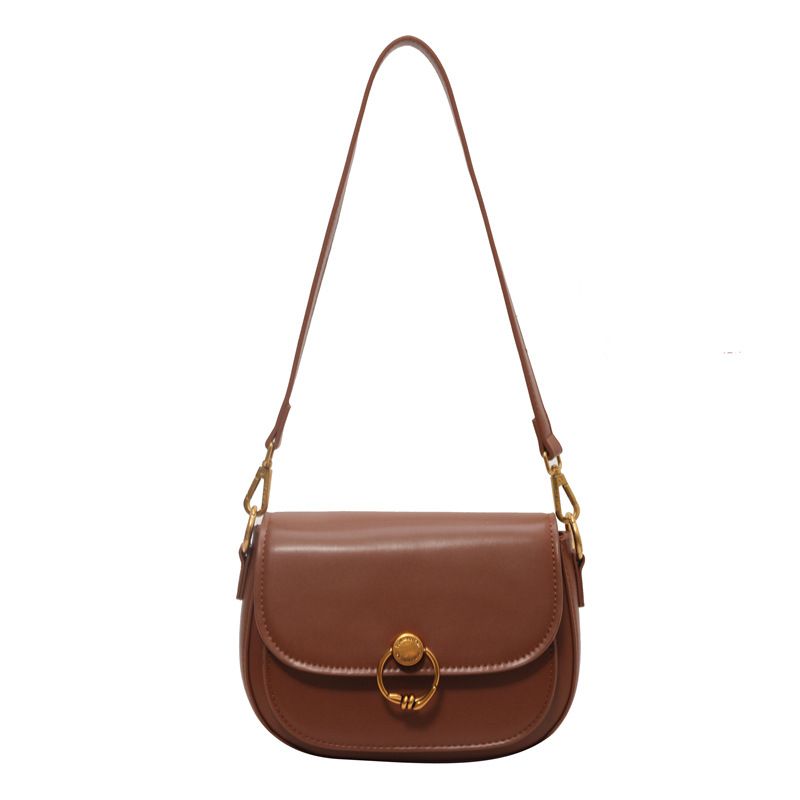 Fashion Caramel Brown Pu Flap Half Round Messenger Bag