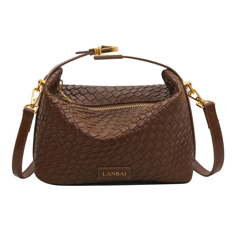 Fashion Caramel Brown Pu Rhombus Large Capacity Messenger Bag
