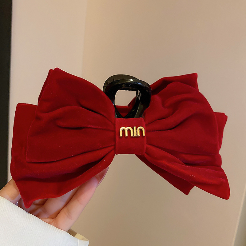 Fashion 17# Grab Clip-red Bow Fabric Bow Clip
