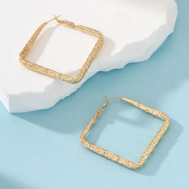 Fashion Gold Metal Square Earrings