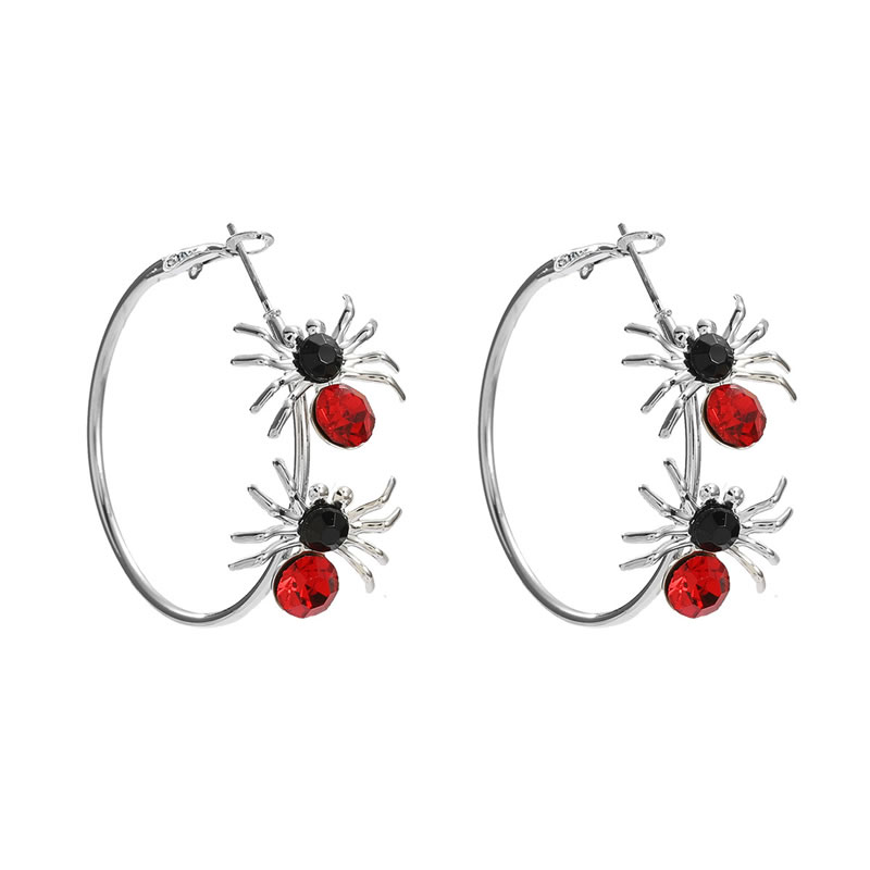 Fashion Silver Alloy Diamond Spider Earrings
