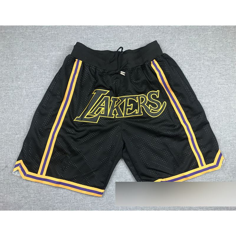 Fashion Lakers Black Polyester Print Lace-up Basketball Shorts