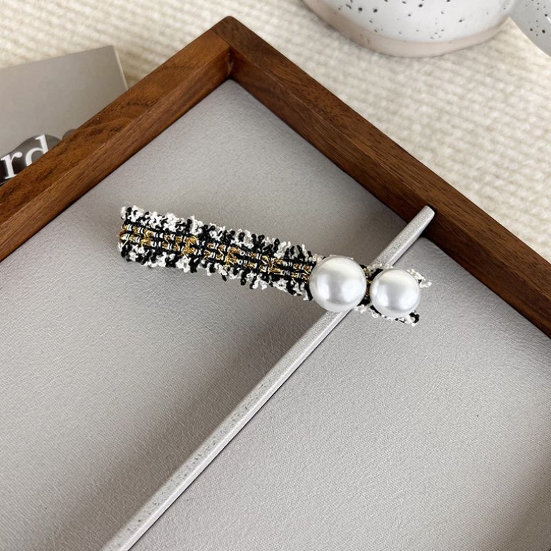 Fashion Xiaoxiangfeng Tweed Pearl Side Barrette