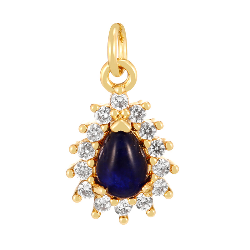 Fashion Navy Blue Copper Inlaid Zircon Water Drop Natural Stone Pendant Accessories