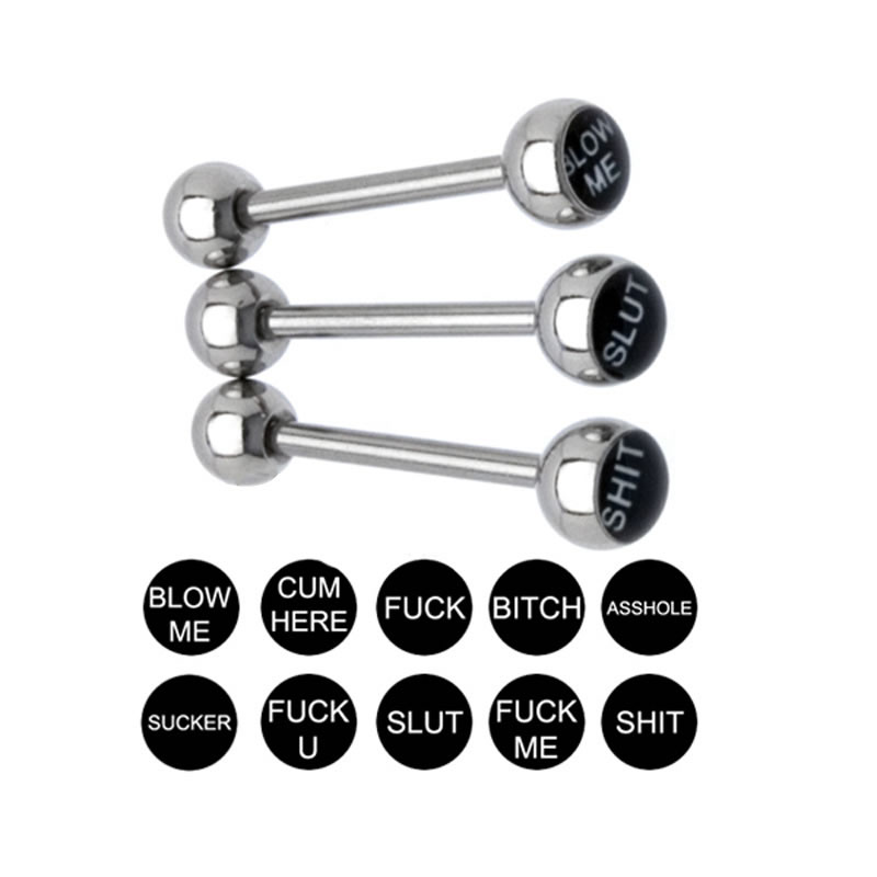 Fashion Mix 10 Different Letters (2 Packs) Stainless Steel Alphabet Geometric Piercing Tongue Nail Set